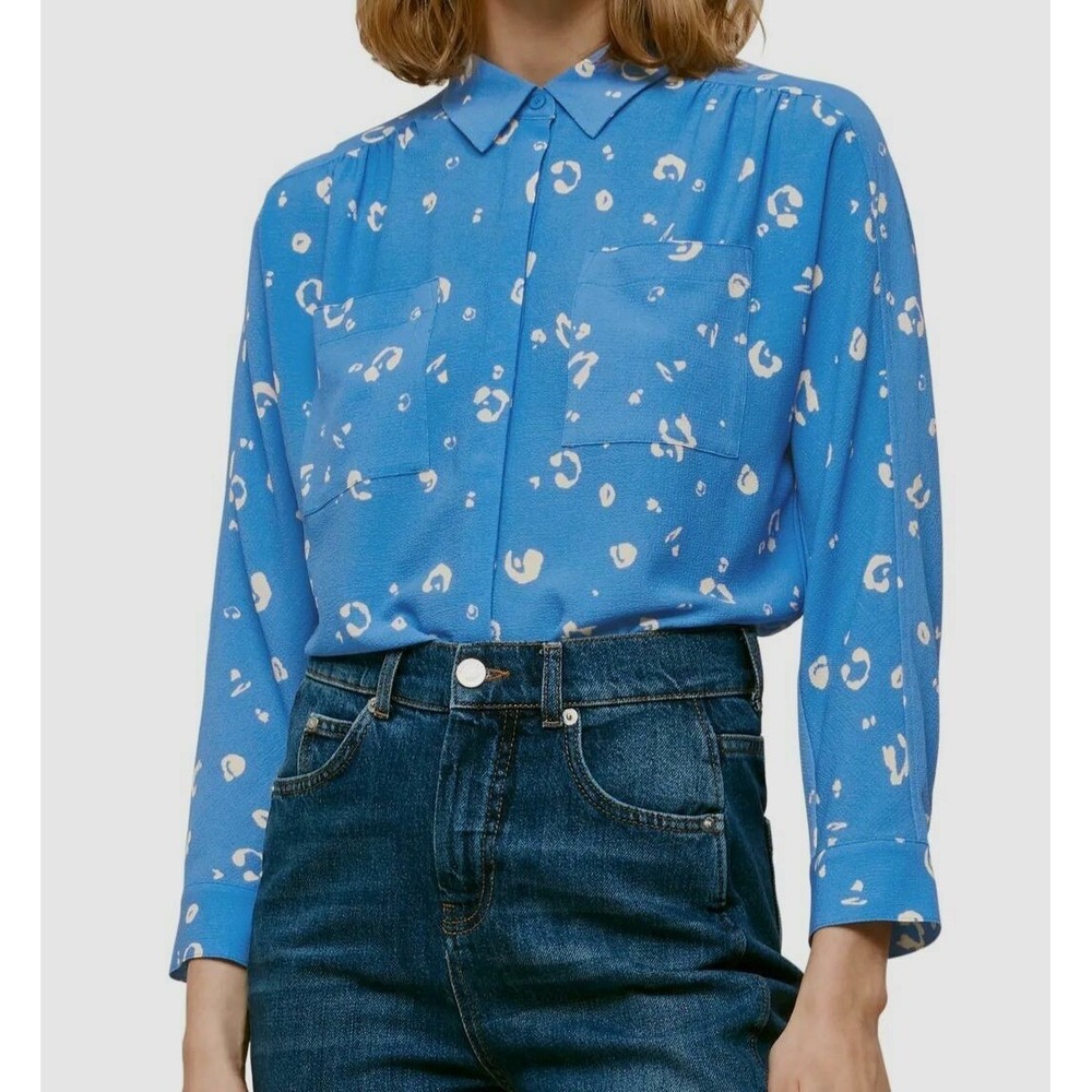Whistles Women Blue Long-Sleeve Button-Down Top Shirt Blouse US Size 6 Career